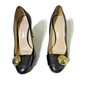 Jon Josef Womens Anthropologie 3&quot; Heels Brown Gold Leather SZ 6