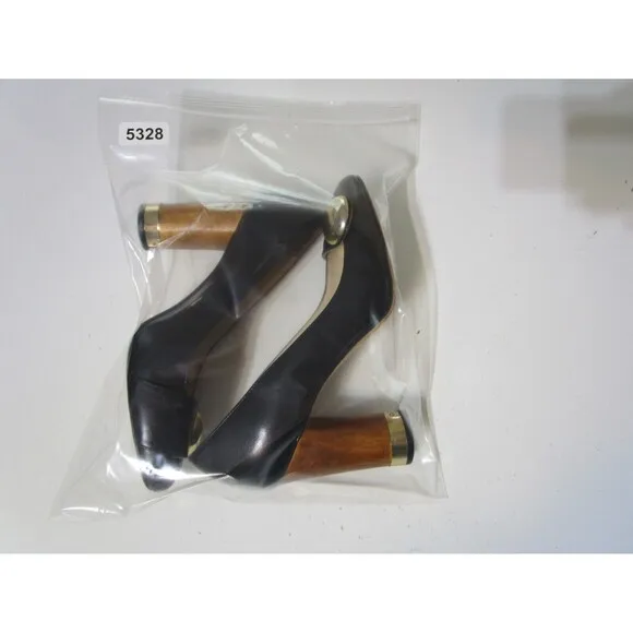 Jon Josef Womens Anthropologie 3&quot; Heels Brown Gold Leather SZ 6