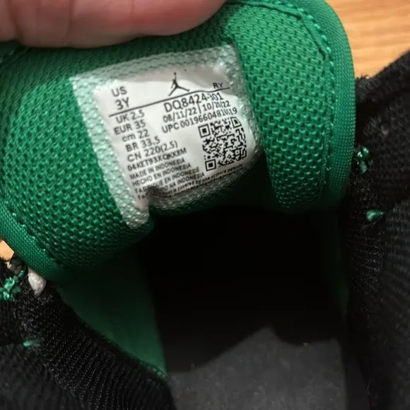 Jordan Green and Black Sneakers