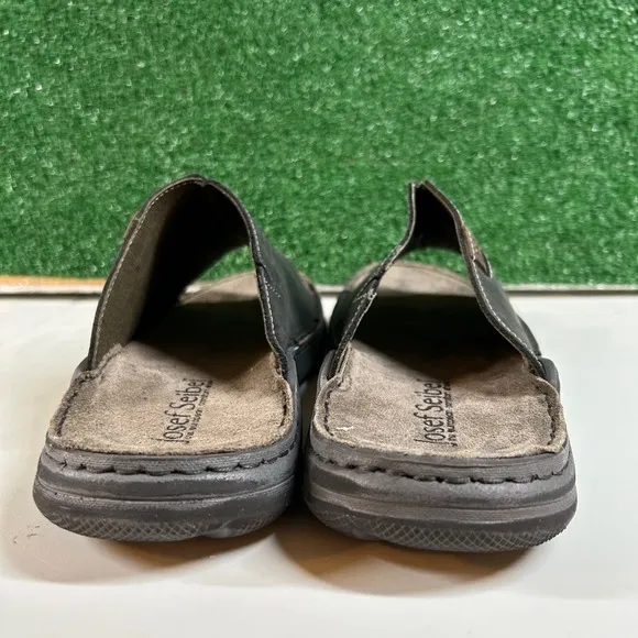 Josef Seibel Maverick‎ 03 Leather Slides Sandals Comfort Black Mens 8/8.5 / 44EU