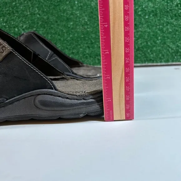 Josef Seibel Maverick‎ 03 Leather Slides Sandals Comfort Black Mens 8/8.5 / 44EU