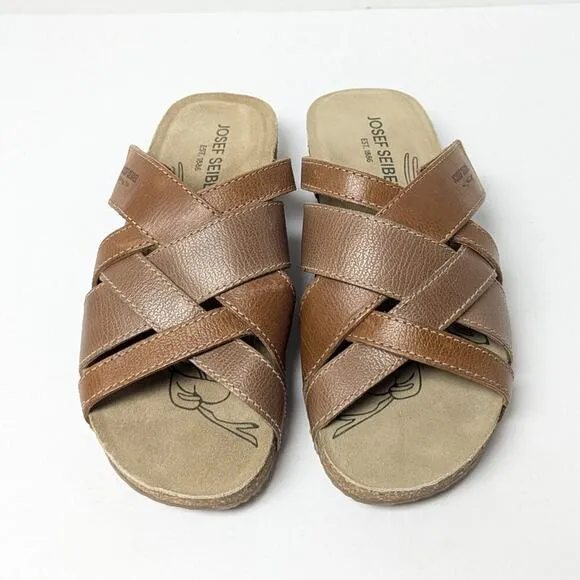 Josef Seibel Tonga 74 Slide Sandals, Brown Leather, Women's 38 EU (US 7-7.5)