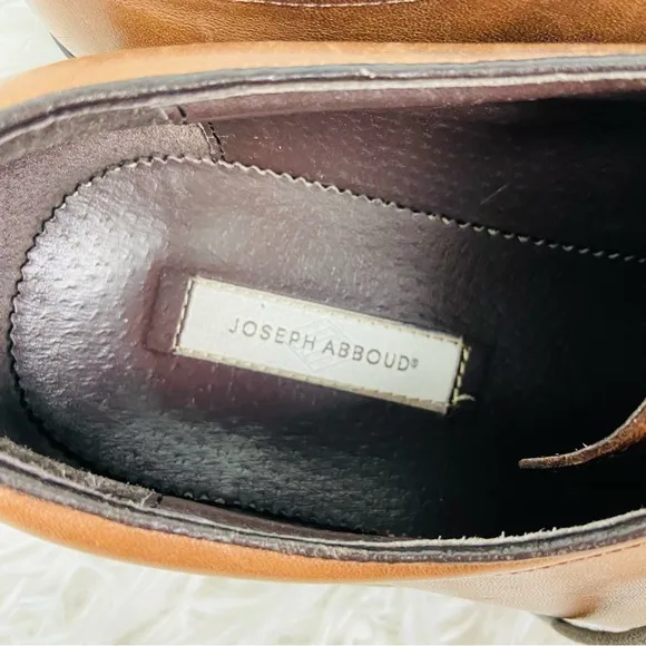 JOSEPH ABBOUD brown leather lace up pointed toe men’s dress shoes size 10