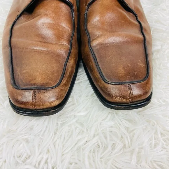 JOSEPH ABBOUD brown leather lace up pointed toe men’s dress shoes size 10