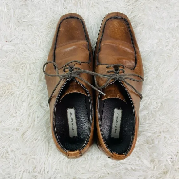 JOSEPH ABBOUD brown leather lace up pointed toe men’s dress shoes size 10