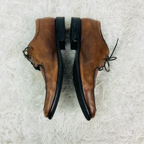 JOSEPH ABBOUD brown leather lace up pointed toe men’s dress shoes size 10