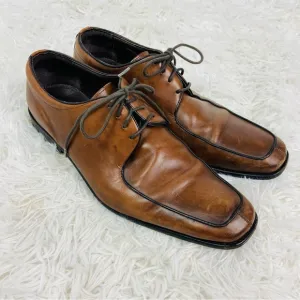 JOSEPH ABBOUD brown leather lace up pointed toe men’s dress shoes size 10