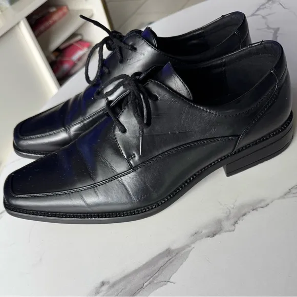 Joseph Abboud Men’s 8.5M Classic Black Leather Dress Shoes
