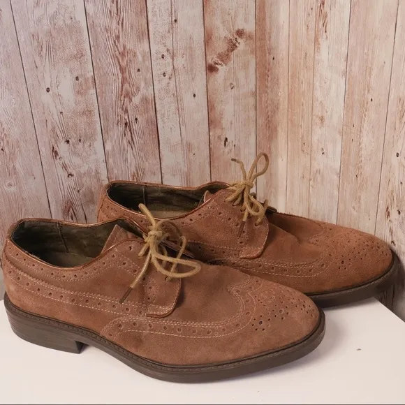 Joseph Abboud sz 41 brown suede wing tip shoes