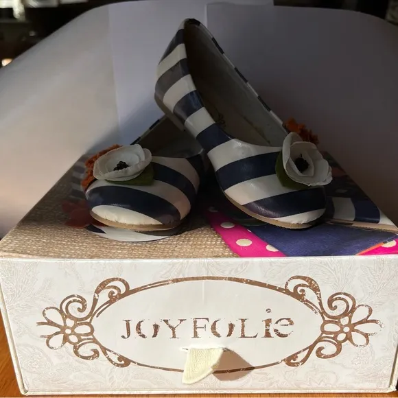Joyfolie Brand New in Box 2011 Pumpkin Striped Skimmer Flats Toddler Size 8