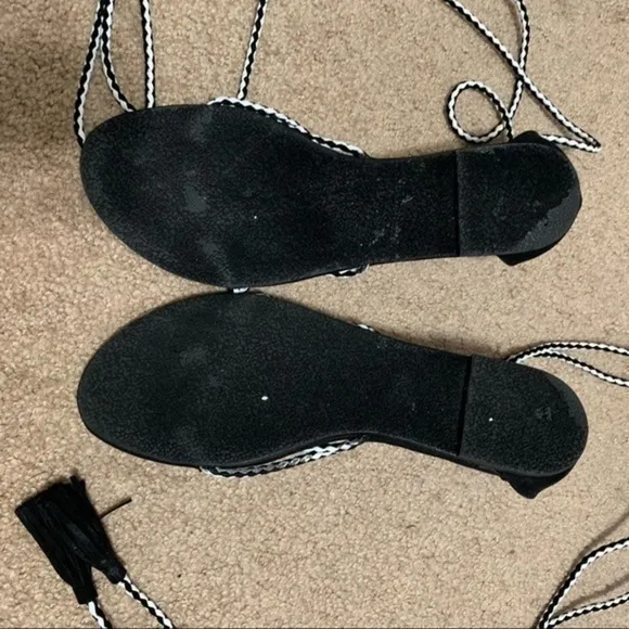 Justfab Black and White Tie-Up sandals Size 8.5
