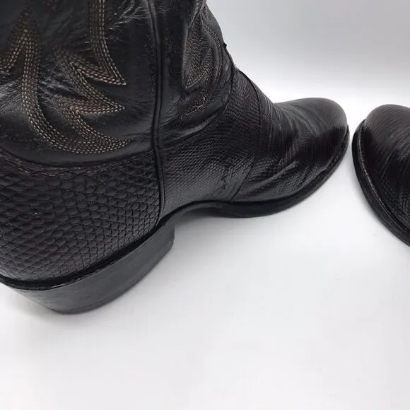 Justin 9308 Lizard Skin Cowboy Boots chocolate Brown Leather Men's 8.5E Western
