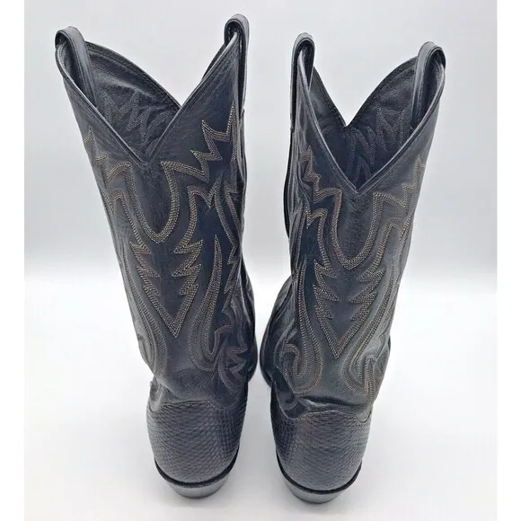 Justin 9308 Lizard Skin Cowboy Boots chocolate Brown Leather Men's 8.5E Western