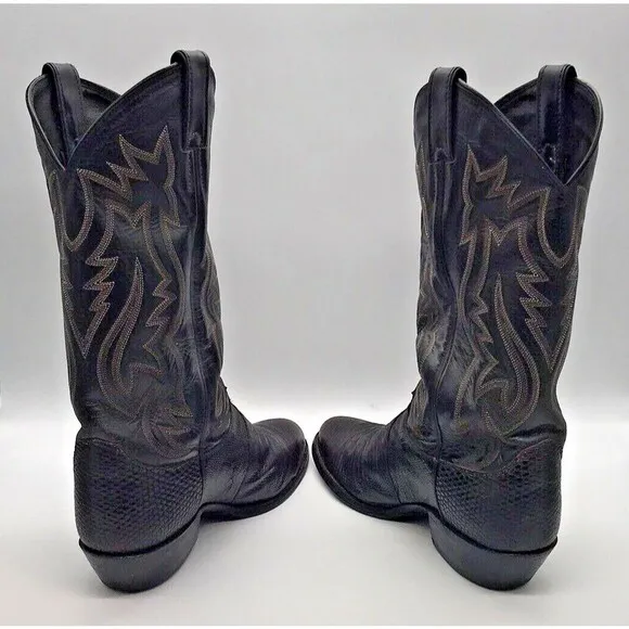 Justin 9308 Lizard Skin Cowboy Boots chocolate Brown Leather Men's 8.5E Western