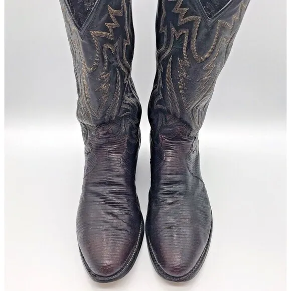 Justin 9308 Lizard Skin Cowboy Boots chocolate Brown Leather Men's 8.5E Western