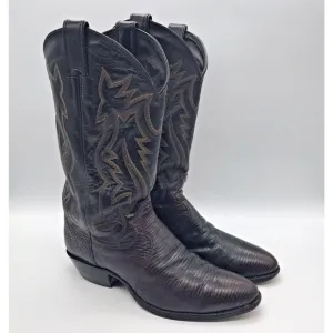 Justin 9308 Lizard Skin Cowboy Boots chocolate Brown Leather Men's 8.5E Western