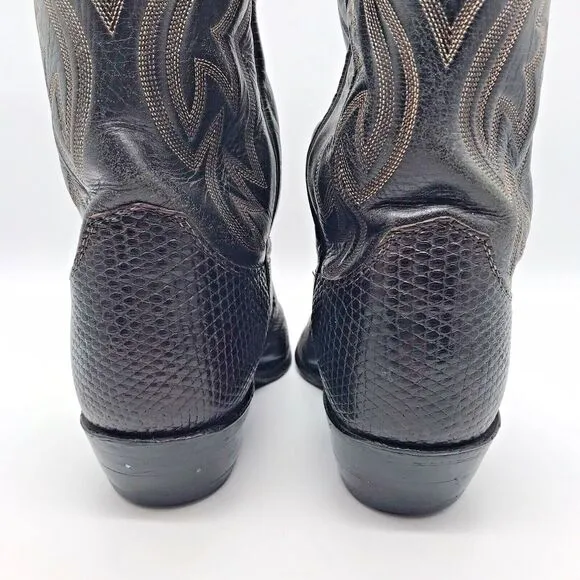 Justin 9308 Lizard Skin Cowboy Boots chocolate Brown Leather Men's 8.5E Western