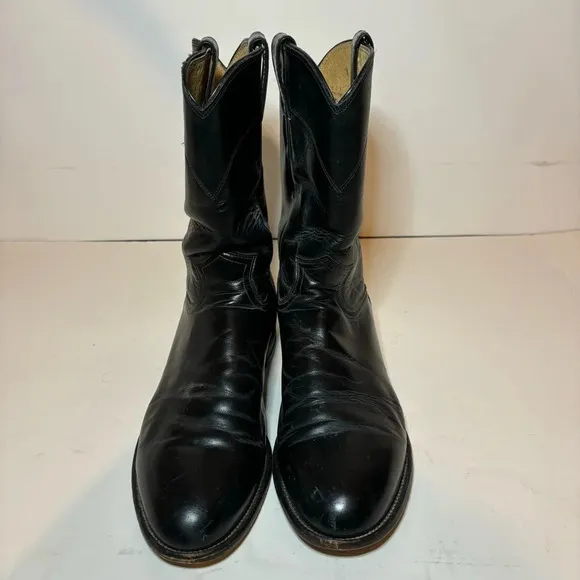 Justin Cowboy Western Boots Mens Size 9.5 D Black Cowboy Boots 3133 Made In USA