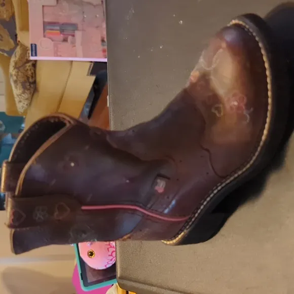 Justin Girls light Up Kids Boots with Pink Accents Size 1D