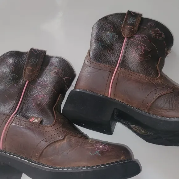 Justin Girls light Up Kids Boots with Pink Accents Size 1D