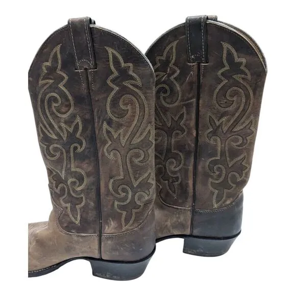 Justin Mens Cowboy Boots Size 8 EE Style 2253 Brown Leather
