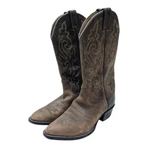 Justin Mens Cowboy Boots Size 8 EE Style 2253 Brown Leather