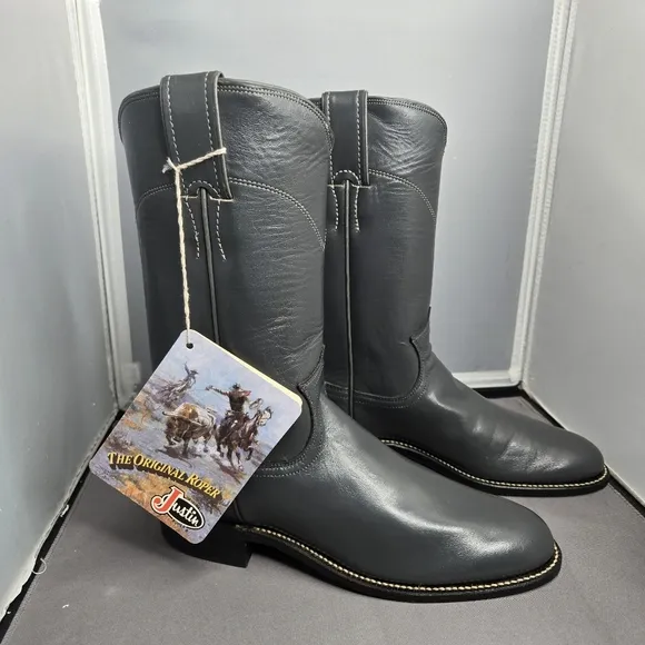 Justin Roper Cowboy Boots Style L3056 Gray Kiddie Cowgirl Size 5.5A New in Box