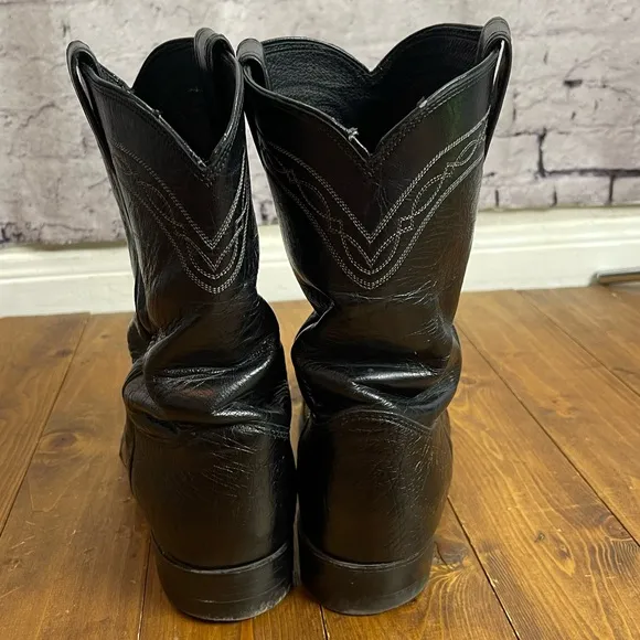 Justin Ropers black ostrich skin cowboy boots mens size 8EE style 3172