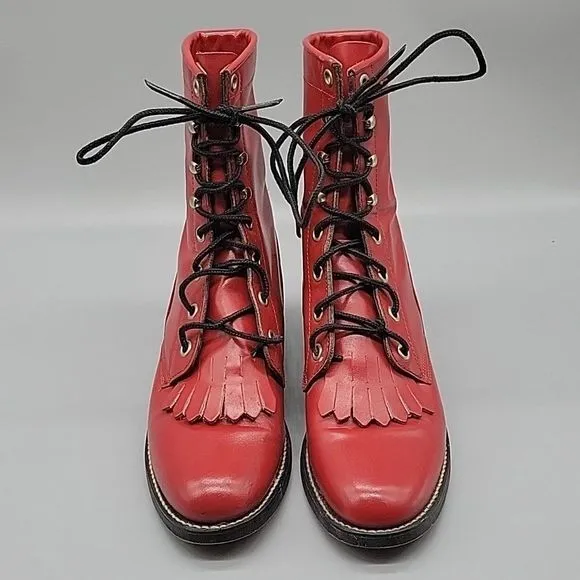 Justin roper diamond j vintage red combat boots
