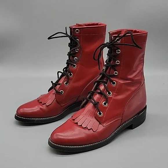Justin roper diamond j vintage red combat boots