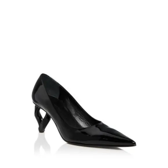 JW ANDERSON Womens Black Toe Sculpted Heel Slip On Leather Pumps Shoes 35