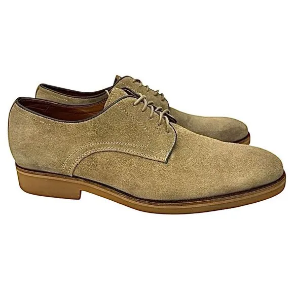 JWN Nordstrom Men’s Tan Suede Dress Shoes M20617 Traction Sole Size 8 M EUC