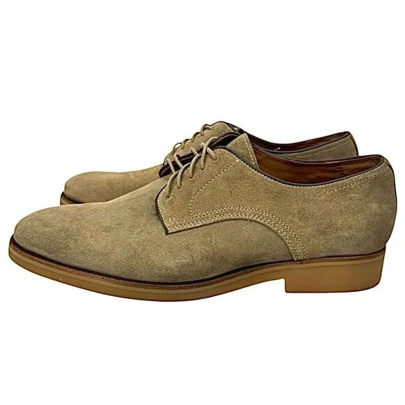 JWN Nordstrom Men’s Tan Suede Dress Shoes M20617 Traction Sole Size 8 M EUC