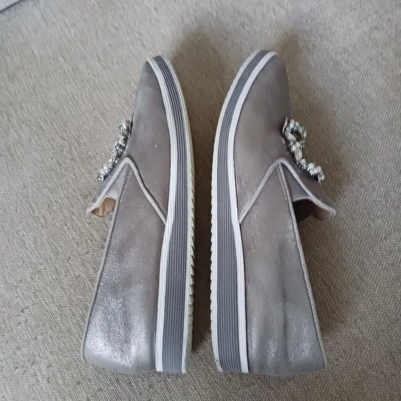 Karl Lagerfeld Paris  Gray Loafers with Embellished Buckle