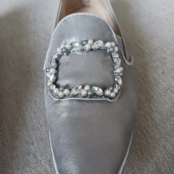 Karl Lagerfeld Paris  Gray Loafers with Embellished Buckle