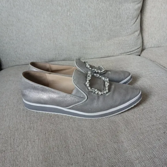 Karl Lagerfeld Paris  Gray Loafers with Embellished Buckle