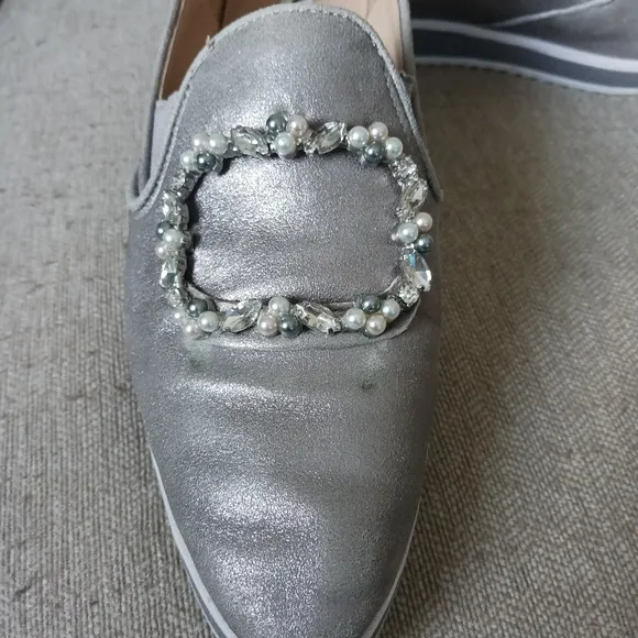 Karl Lagerfeld Paris  Gray Loafers with Embellished Buckle