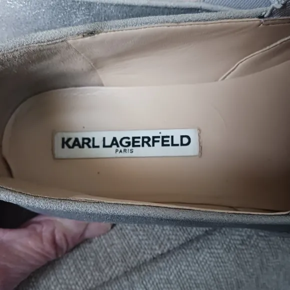Karl Lagerfeld Paris  Gray Loafers with Embellished Buckle