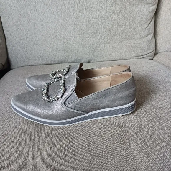 Karl Lagerfeld Paris  Gray Loafers with Embellished Buckle