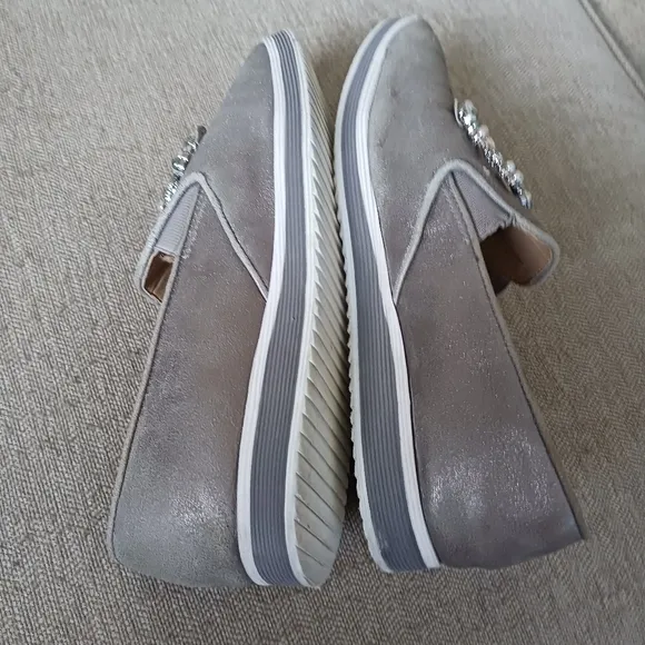 Karl Lagerfeld Paris  Gray Loafers with Embellished Buckle