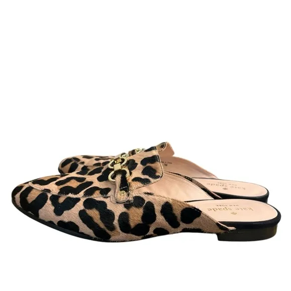 Kate Spade Cece Too Loafer Flats Womens 7M Leopard Calf Hair Mules Shoes