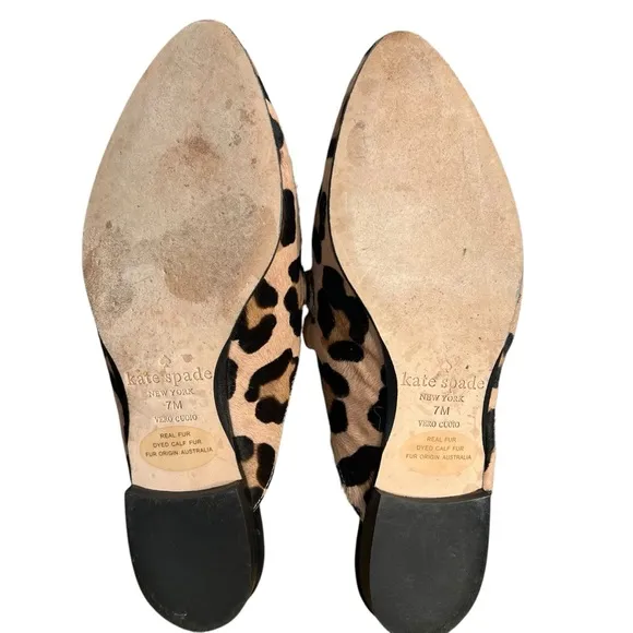 Kate Spade Cece Too Loafer Flats Womens 7M Leopard Calf Hair Mules Shoes
