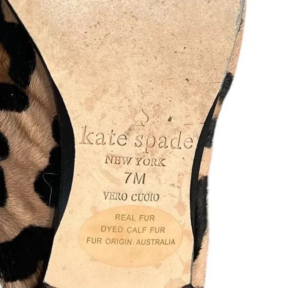 Kate Spade Cece Too Loafer Flats Womens 7M Leopard Calf Hair Mules Shoes