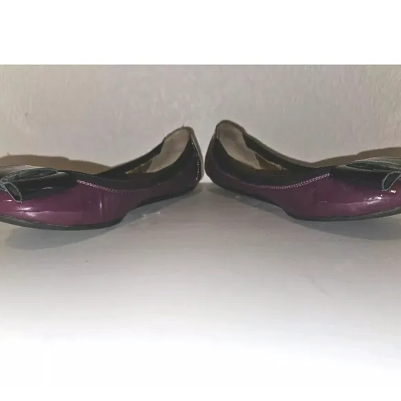 KATE SPADE Felice Purple Patent Leather black Bow Ballet Flats Shoes Sz 7M