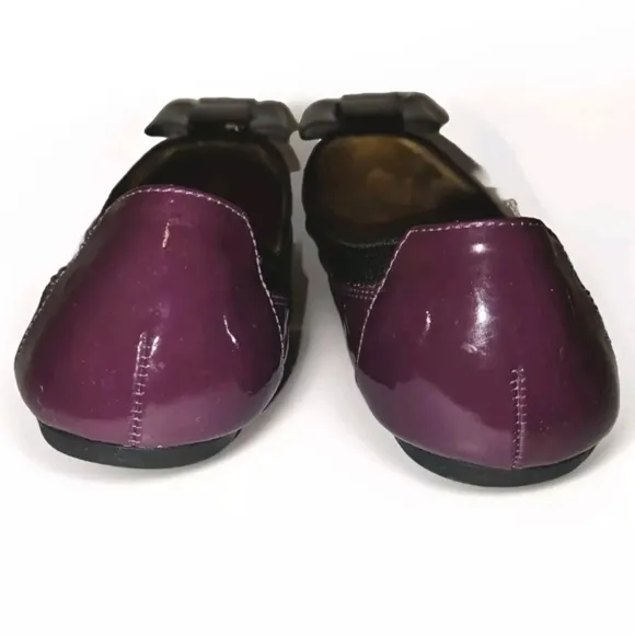 KATE SPADE Felice Purple Patent Leather black Bow Ballet Flats Shoes Sz 7M