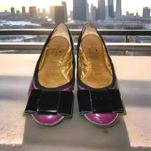 KATE SPADE Felice Purple Patent Leather black Bow Ballet Flats Shoes Sz 7M