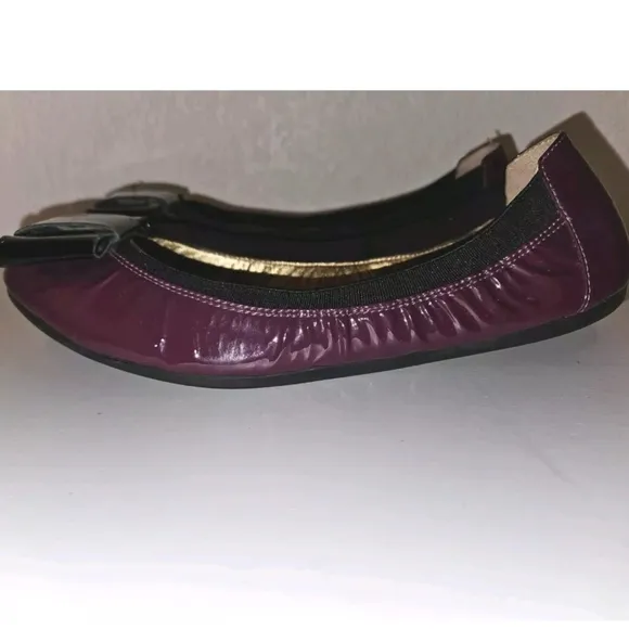 KATE SPADE Felice Purple Patent Leather black Bow Ballet Flats Shoes Sz 7M