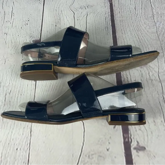 Kate Spade Merritt Slingback Dress Sandals Patent Leather Navy Blue Size 8