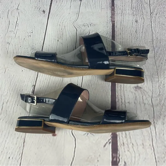 Kate Spade Merritt Slingback Dress Sandals Patent Leather Navy Blue Size 8