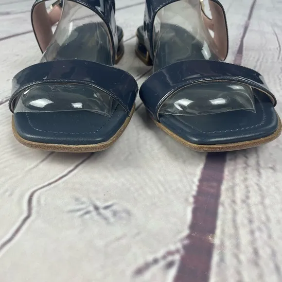 Kate Spade Merritt Slingback Dress Sandals Patent Leather Navy Blue Size 8